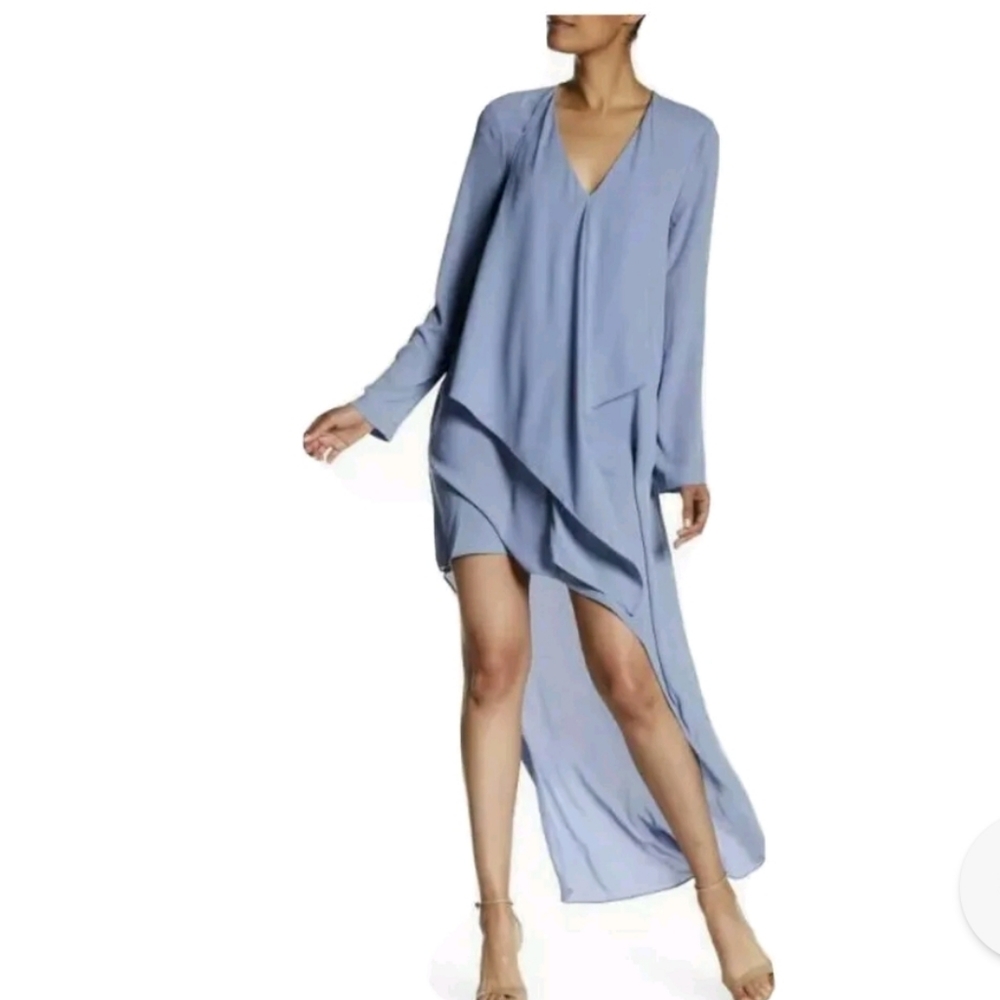 NWT BCBG MAXAZRIA KYNDAL RUFFLE ASYMMETRICAL DRAPED HIGH-LOW DRESS SIZE S $198 - Picture 3 of 4